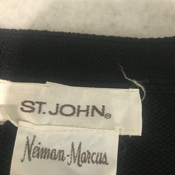 St. John Cardigan Sweater Womens XL Black Button Front V Neck Knit Pockets Long - Picture 5 of 12